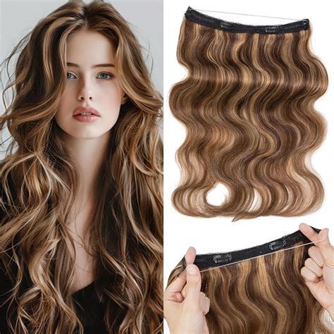 Amazon.com : Prokyvity Halo Hair Extensions Real Human Hair,Halo Hair ...