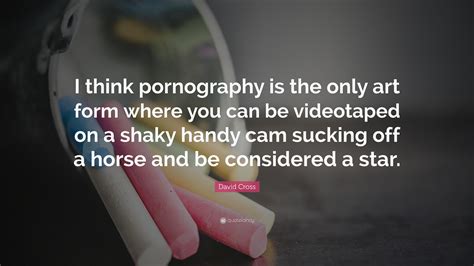 David Cross Quote: "I think pornography is the only art form where you ...