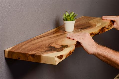 Solid Wood Raw Edge Floating Shelf Hardwood Floating Wall Shelves ...