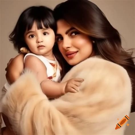 Priyanka Chopra in fluffy fur coat embracing a child, high resolution ...