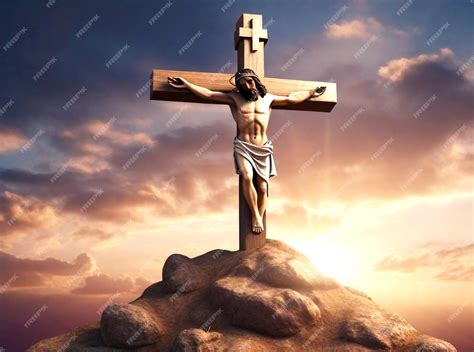 Premium PSD | Jesus christ crucified on cross on mount golgotha died ...