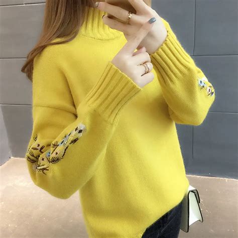 New Loose Thick Warm Winter Pullover Sweater Women Embroidery Jumper ...