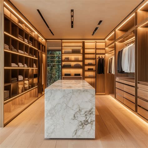 Luxury Walk-In Closet with Marble Island | Luxury closets design ...