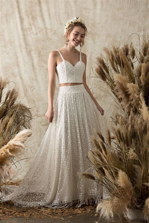 Ophelia Two Piece Wedding Dress | Two piece wedding dress, 2 piece wedding dress, Boho wedding dress