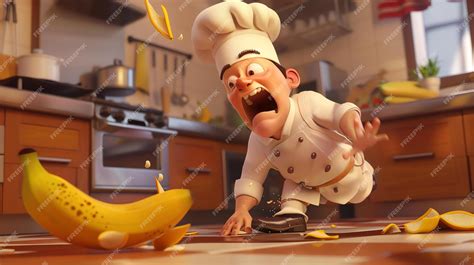Premium Photo | A clumsy chef in a white uniform is slipping on a ...