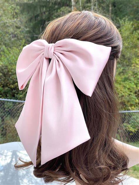 Silk Satin Giant Hair Bow , Oversized Women Hair Bows, French Barrette ...