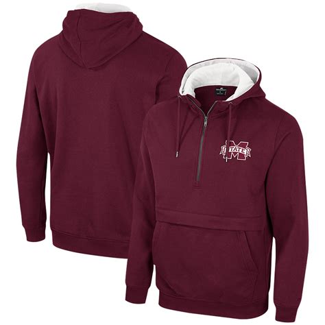 Men's Colosseum Maroon Mississippi State Bulldogs Half-Zip Hoodie ...
