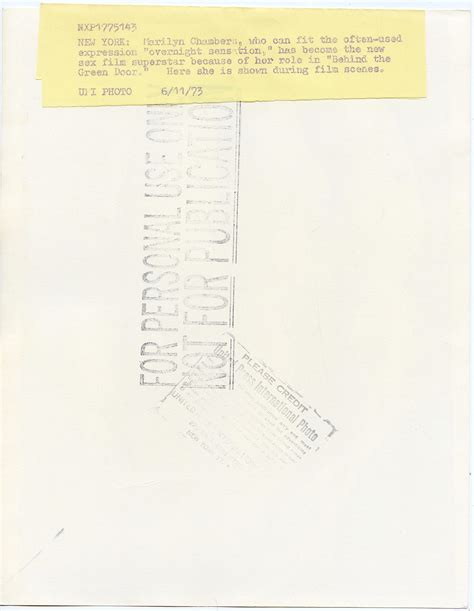 Lot - Original Vintage Photo 10" x 8" MARILYN CHAMBER, 1973