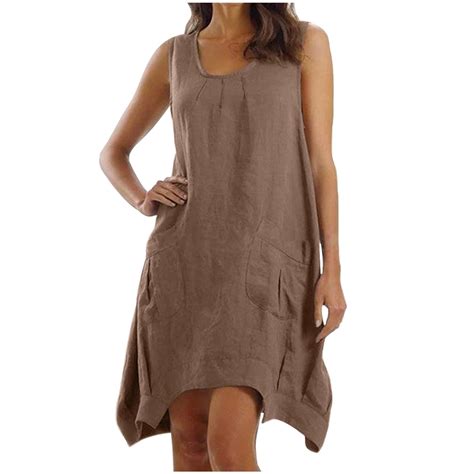 CHGBMOK Women's Casual Dresses Summer Fashion Casual Round-Neck ...