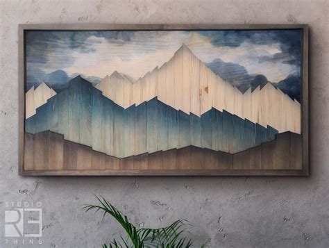 Wood Mountain Wall Art, Mountain Wood Wall Art Hanging, Original ...
