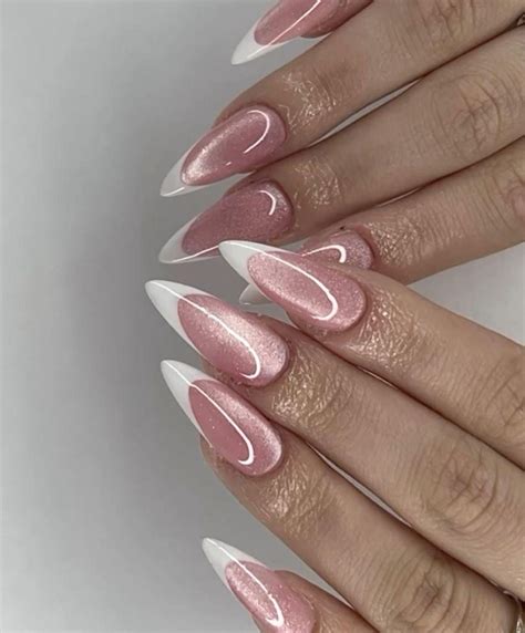 Pink Cat Eye French Press on Nails Set - Etsy in 2025 | Simple nails ...