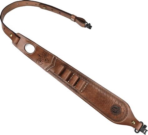 TOURBON Leather Gun Sling for Shotgun with Swivels, 12 Gauge Cartridge ...