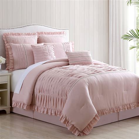 Modern Threads 8-Piece Antonella Mauve Pleated Bed Comforter Set, Queen ...