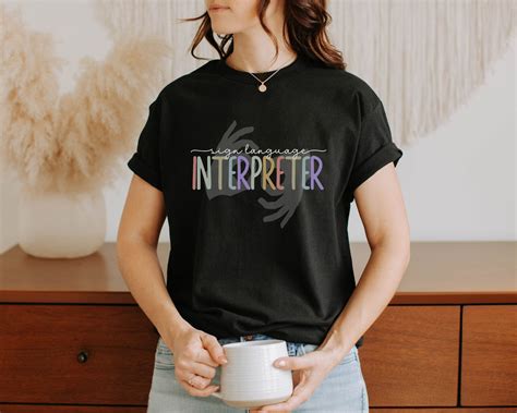 ASL Interpreter Tee With "interpreter" Watermark, American Sign ...