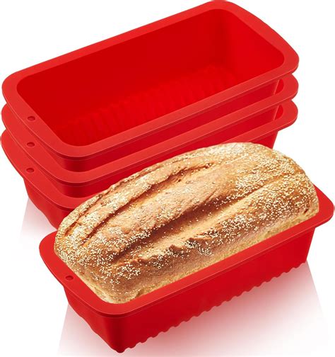 Amazon.com: Willinglong 4 Pcs Silicone Bread Loaf Pan 9 x 5 Inch ...
