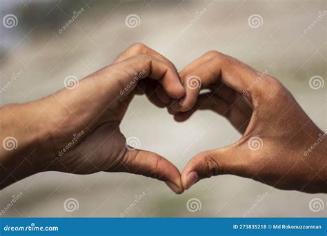 Tow Young Men Make a Love with Their Hands Stock Photo - Image of ...