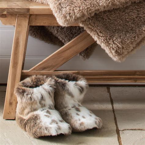 Helen Moore Lynx Animal Print Faux Fur Slipper Boots