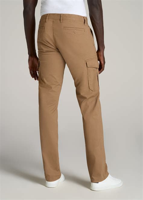 Men's Tall Cargos: Stretch Twill Cargo Russet Brown Pants - American Tall