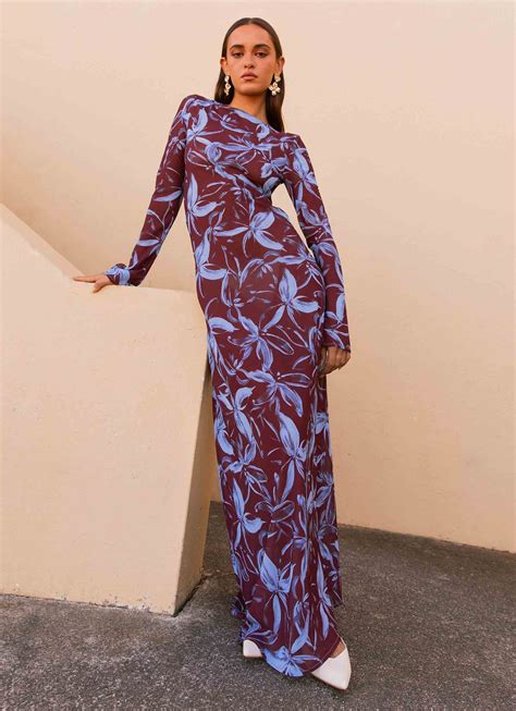 Lorde Maxi Dress - Brown Purple Floral – Peppermayo