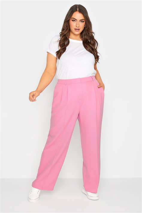 YOURS Plus Size Pink Wide Leg Trousers | Yours Clothing