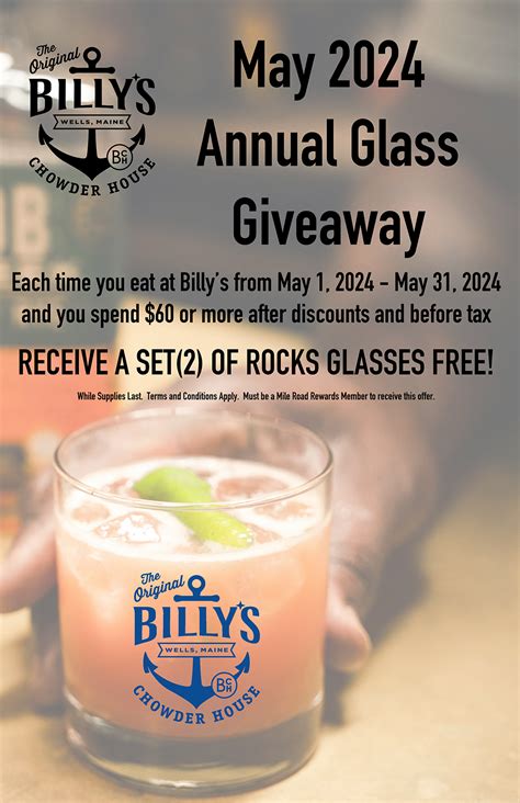 Billy's Annual Glass Giveaway - Billy's Chowder House - Seafood ...