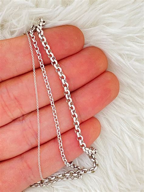 Solid 14K White Gold Rolo Cable Chain, Durable 14K White Gold Chain ...
