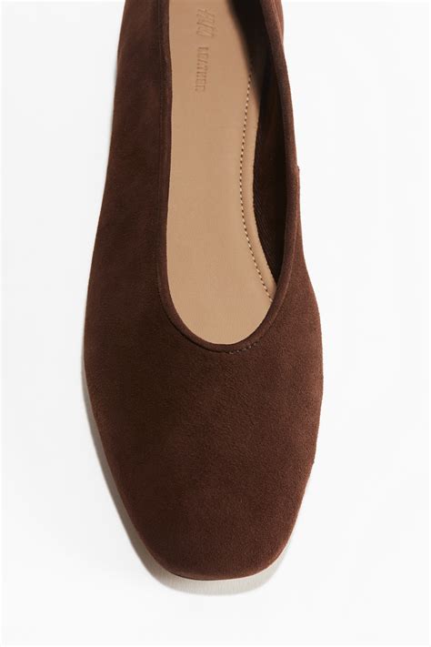 Leather Ballet Flats - Dark brown - Ladies | H&M AU