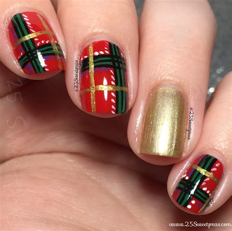 Christmas Plaid Nail Art — 25 Sweetpeas