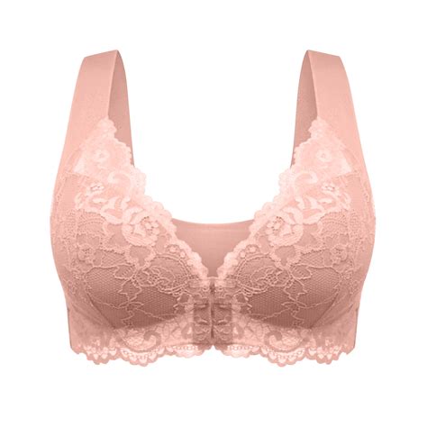 SCSAlgin Plus Size Front Closure Lace Bra Wireless Seamless Back Design ...