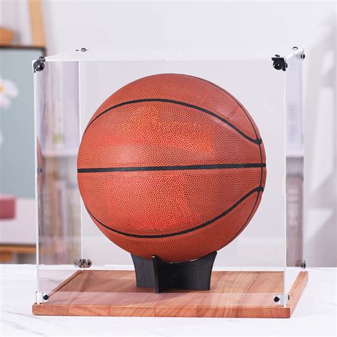 SANOSY Basketball Display Case with Solid Wooden Base Clear Acrylic ...
