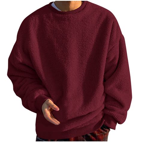 Dagegui Mens Winter Sweatshirts Double-Faced Fleece Long Sleeve Shirts ...