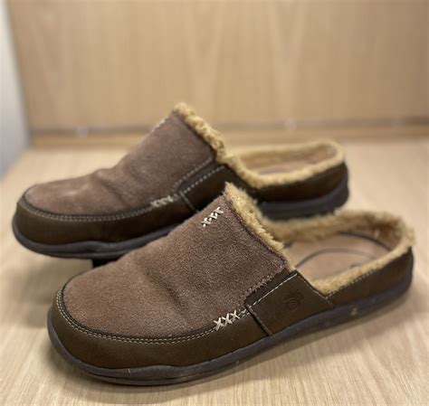 Acorn Men Slide Slipper Brown Leather Slip On Size 9… - Gem