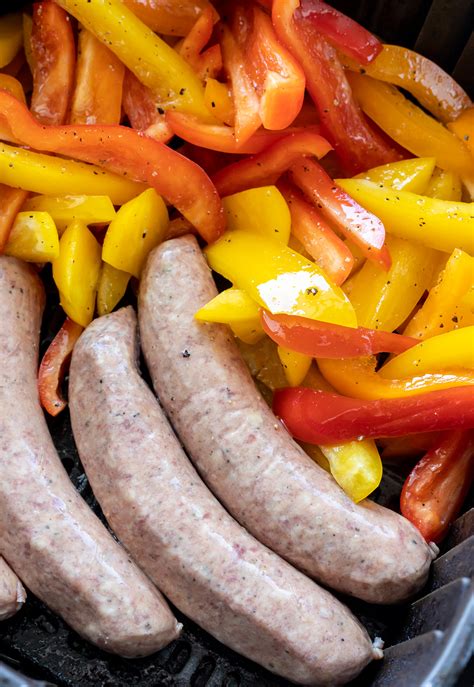 AIR FRYER BRATS + PEPPERS - Tasty Air Fryer Recipes