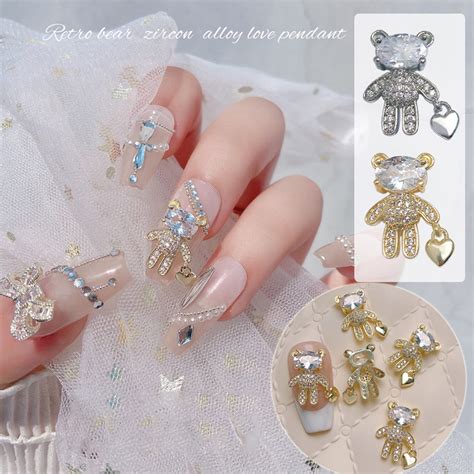 GROFRY Nail Rhinestone Bear Shape Shining Three-dimensional Luxurious ...