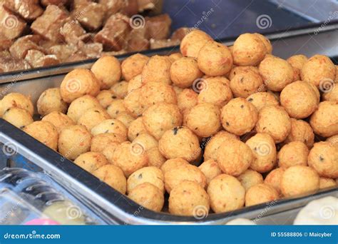 Fried Fishball With Basil And Spicy Herbs Stock Image | CartoonDealer ...
