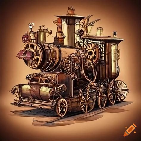 Steampunk-style steam carriage