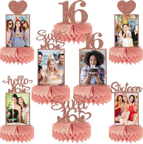 Amazon.com: Guiruiy 8Pcs Happy 16th Birthday Decorations Honeycomb ...