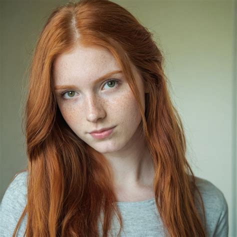 A beautiful redhead girl is looking at the camera....
