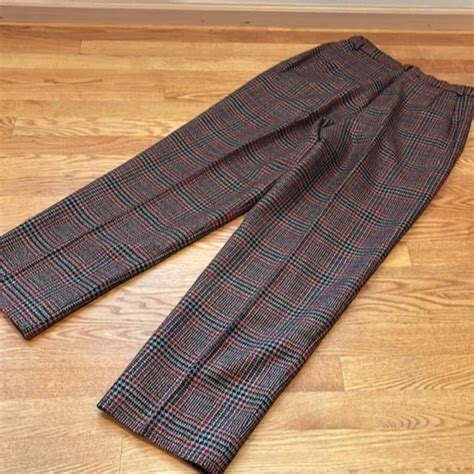 Vintage Pendleton wool plaid pants. Pleated front,... - Depop