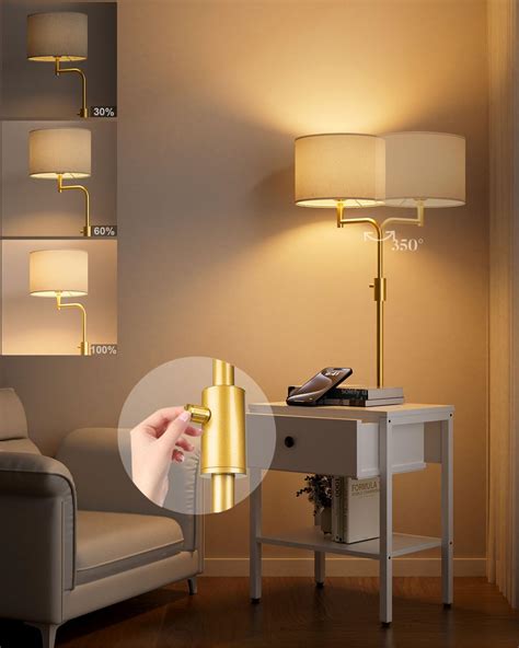 Lightdot 54IN Dimmable (Brightness Adjustable) End Table with Lamp ...