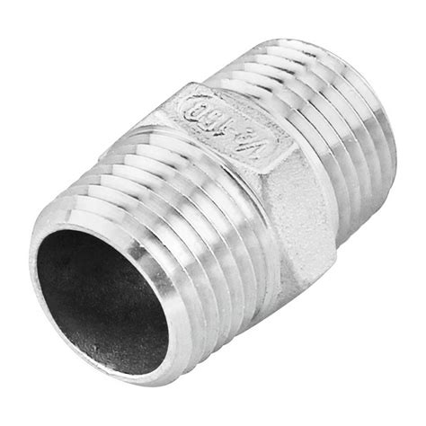 Stainless Steel, Hex Nipple - 1/2" MNPT x 1/2" MNPT