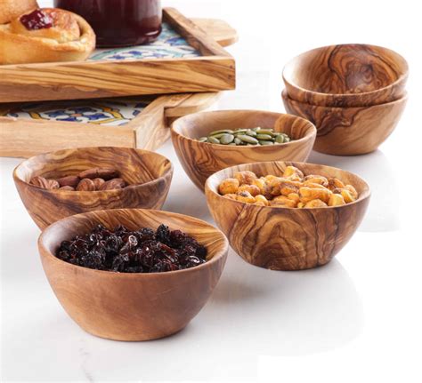Set of 6 Small Olive Wood Bowls Handmade - Artisraw