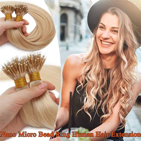 SEGO Nano Micro Bead Ring Human Hair Extension Pre Bonded Nano Tip Remy ...