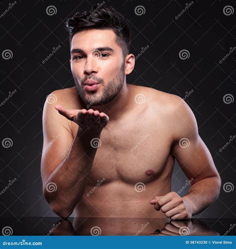 Naked Young Man Sends You a Kiss Stock Photo - Image of mouth ...