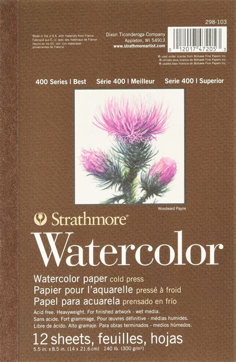 Strathmore 298103 Cold Press 140-Pound 12-Sheet Strathmore Watercolor ...