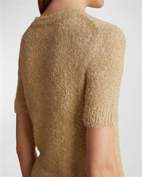 Khaite Luphia Short-Sleeve Cashmere Sweater | Neiman Marcus
