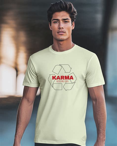 Buy Men's Fog Green Karma Graphic Printed T-shirt Online at Bewakoof