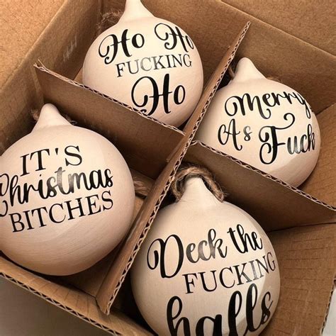 Funny Christmas Baubles Set Hilarious Holiday Ornaments With Sassy ...