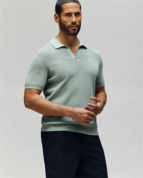 Mens Green Leeton Johnny Collar Knit Polo | Psycho Bunny - Psycho Bunny ...