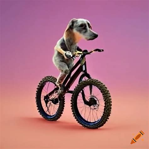 Dog riding a dirt jumper bike on Craiyon